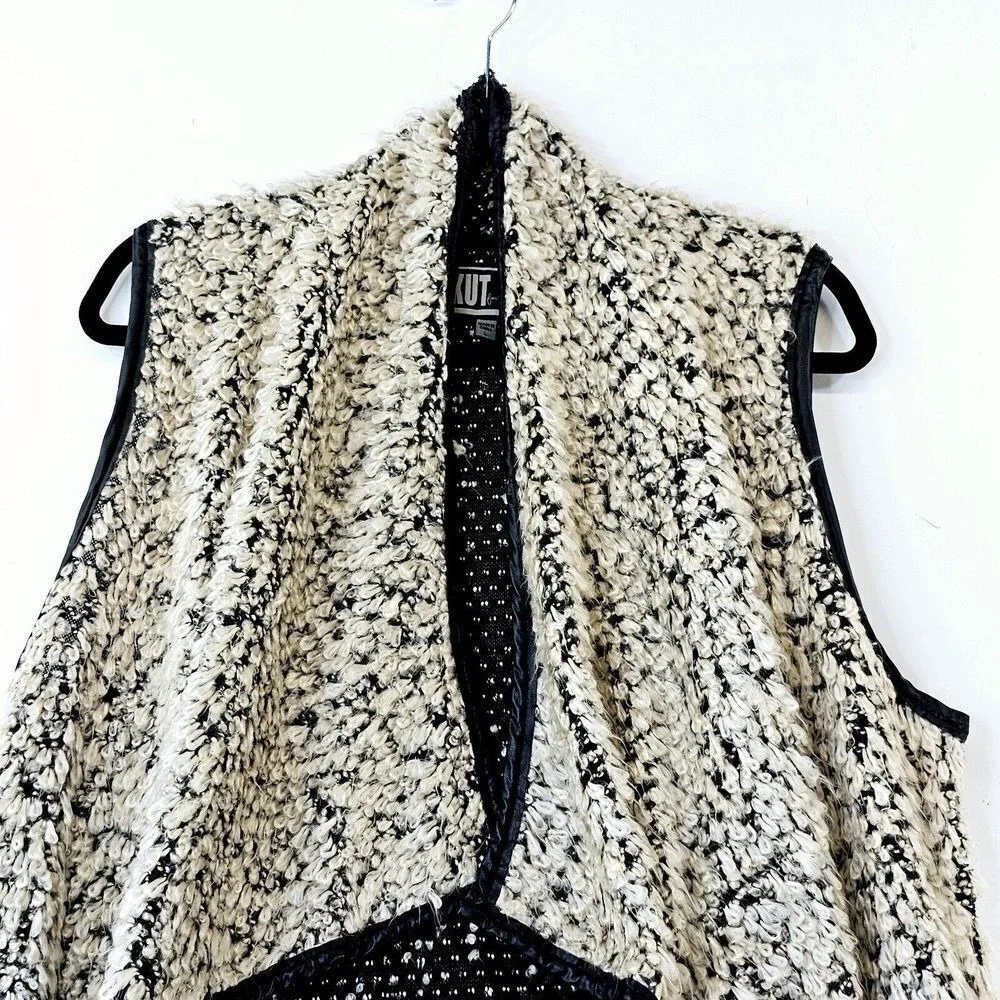 KUT from‎ the Kloth Waterfall Open Front Textured Knit Vest Women's Large Casual